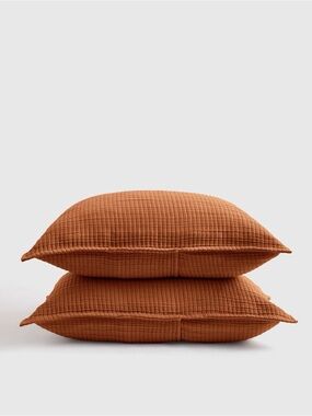 Quince organic ribbed cotton shams x2 in sold out bestseller, Terracotta